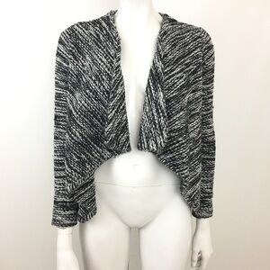 H&M Black White Tweed Open Front Sweater Jacket XS
